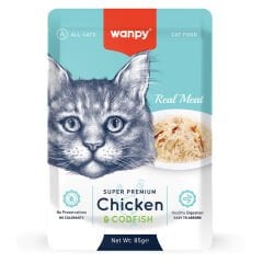 Wanpy 85 gr Pouch Tavuklu & Morina Balıklı Yaş Kedi Maması